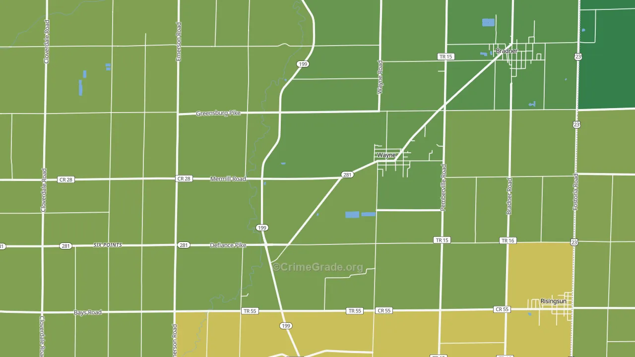 Wayne, OH Map of Murder Rates