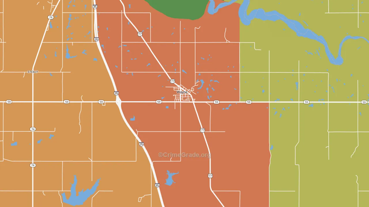 Wayne, OK Map of Murder Rates