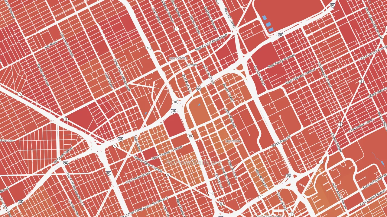 Wayne State, Detroit, MI Map of Murder Rates
