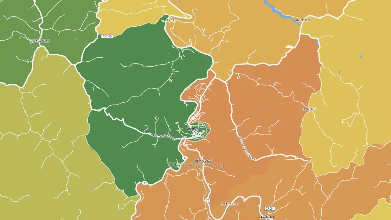 Wayne, WV Map of Murder Rates