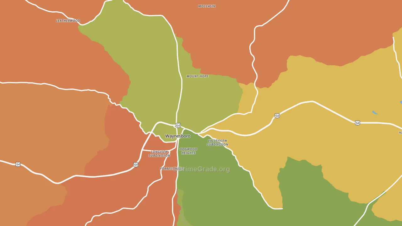 Waynesboro, TN Map of Murder Rates