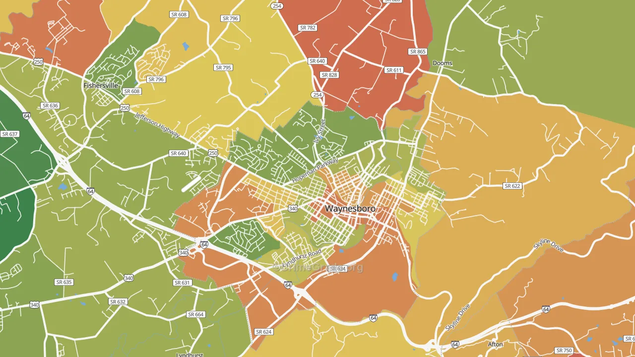 Waynesboro, VA Map of Murder Rates