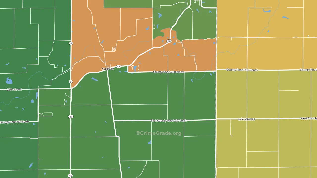 Waynesburg, IN Map of Murder Rates