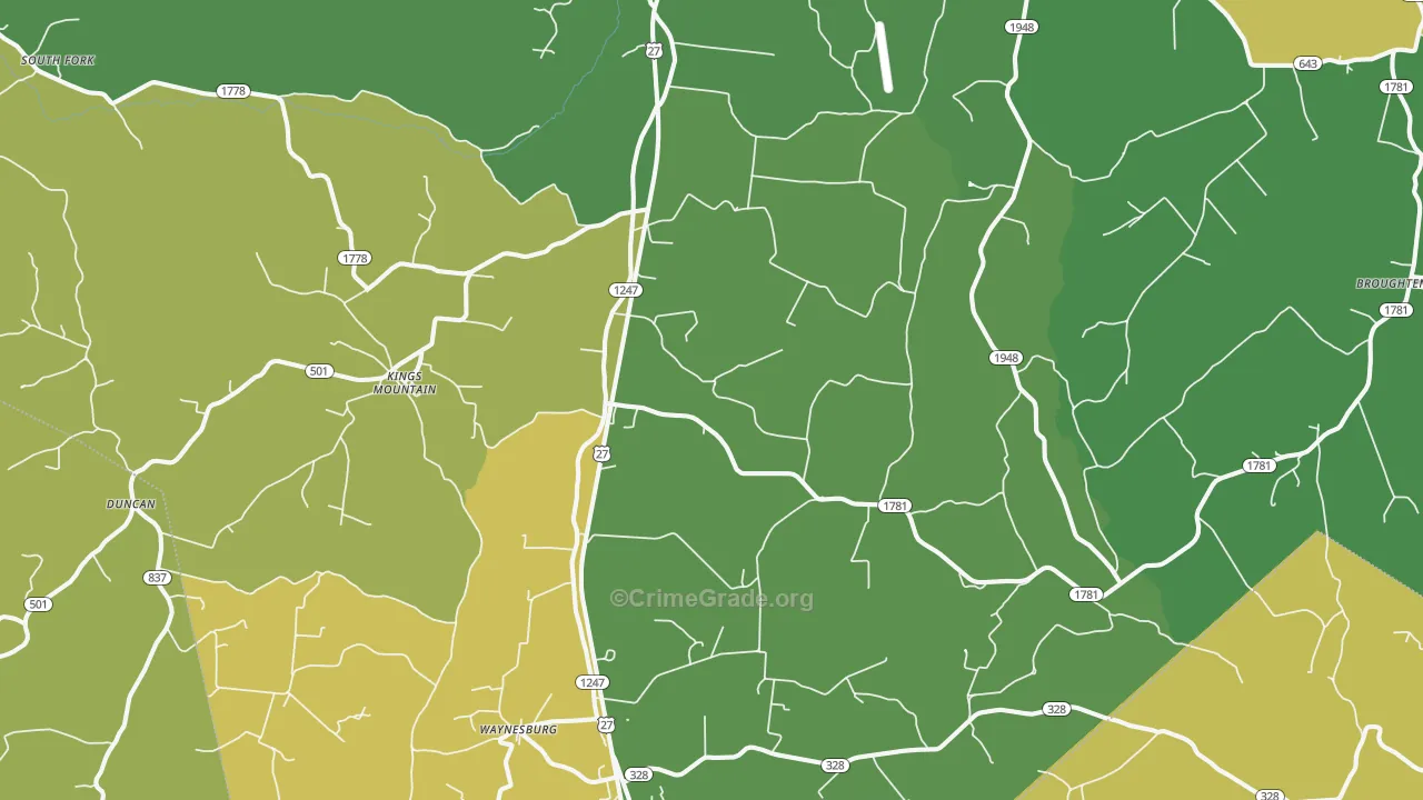 Waynesburg, KY Map of Murder Rates
