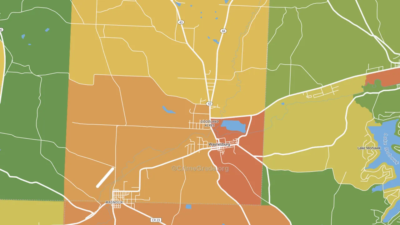 Waynesburg, OH Map of Murder Rates
