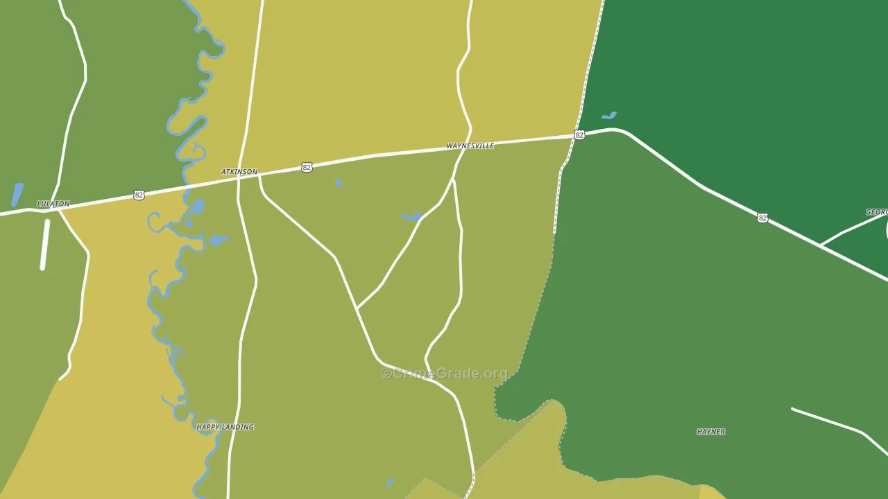Waynesville, GA Map of Murder Rates
