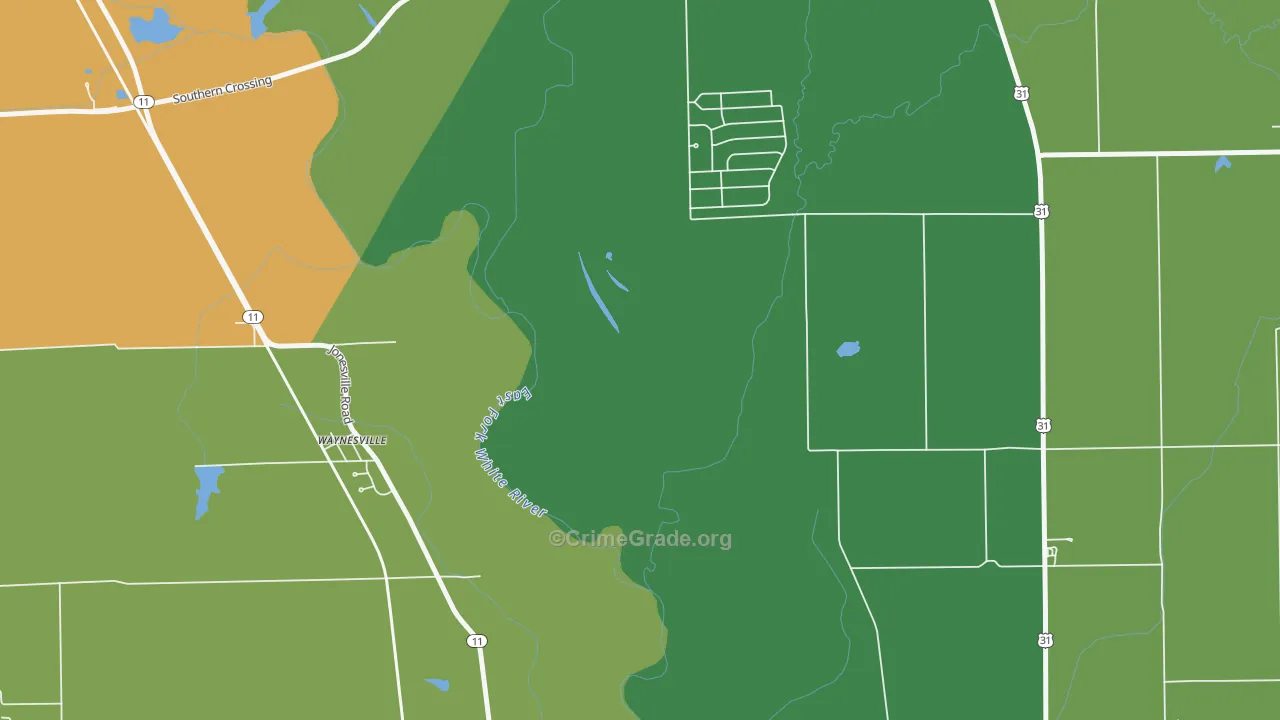 Waynesville, IN Map of Murder Rates