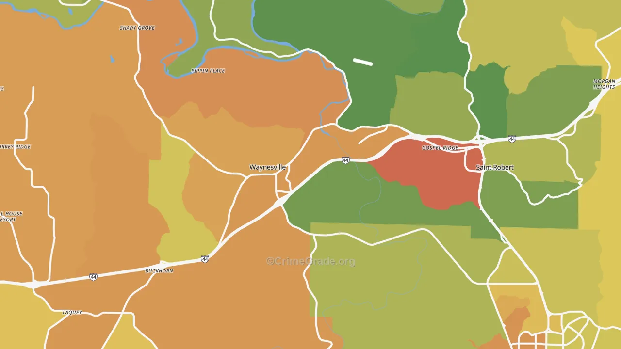 Waynesville, MO Map of Murder Rates