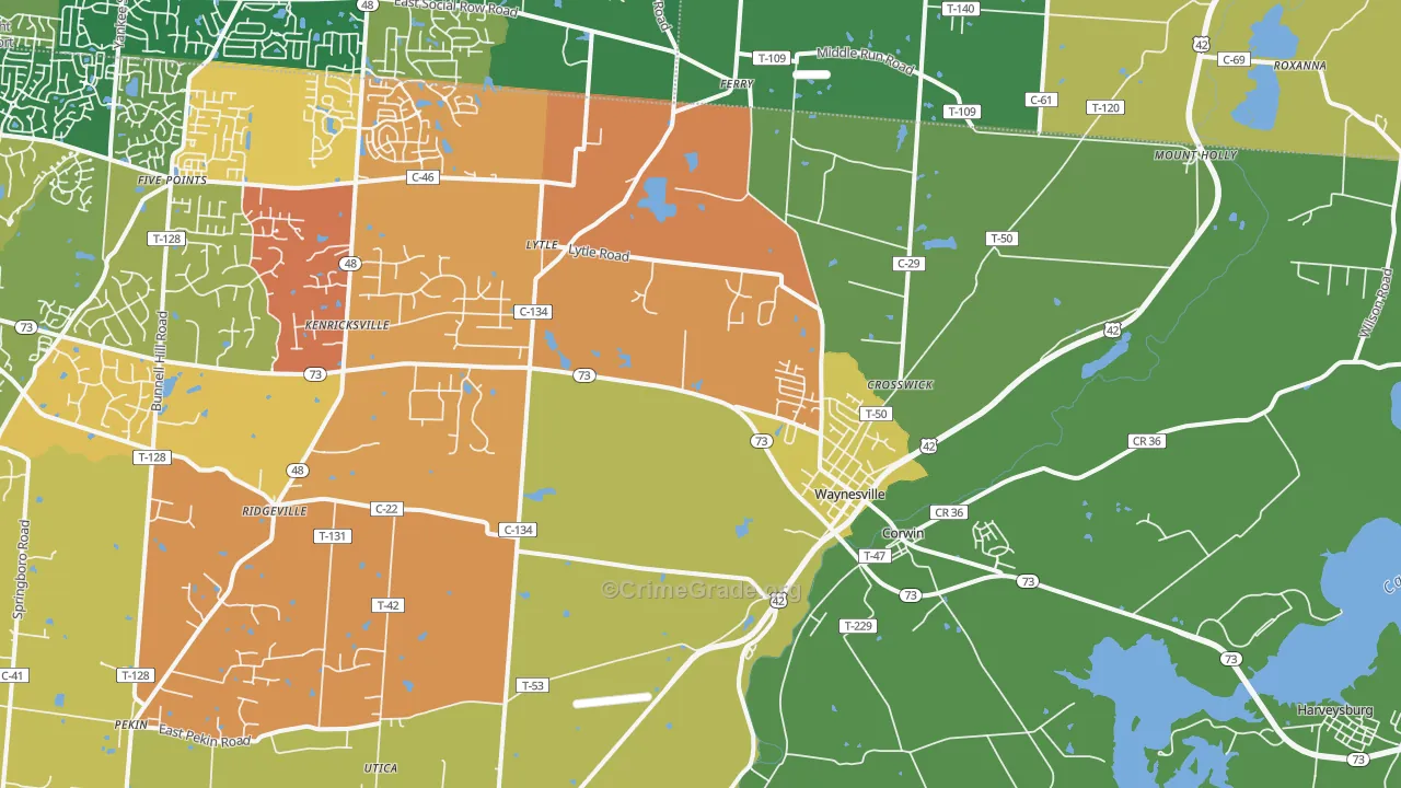 Waynesville, OH Map of Murder Rates