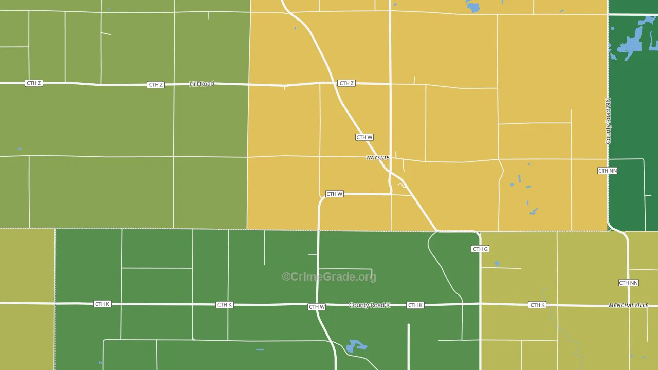 Wayside, WI Map of Murder Rates