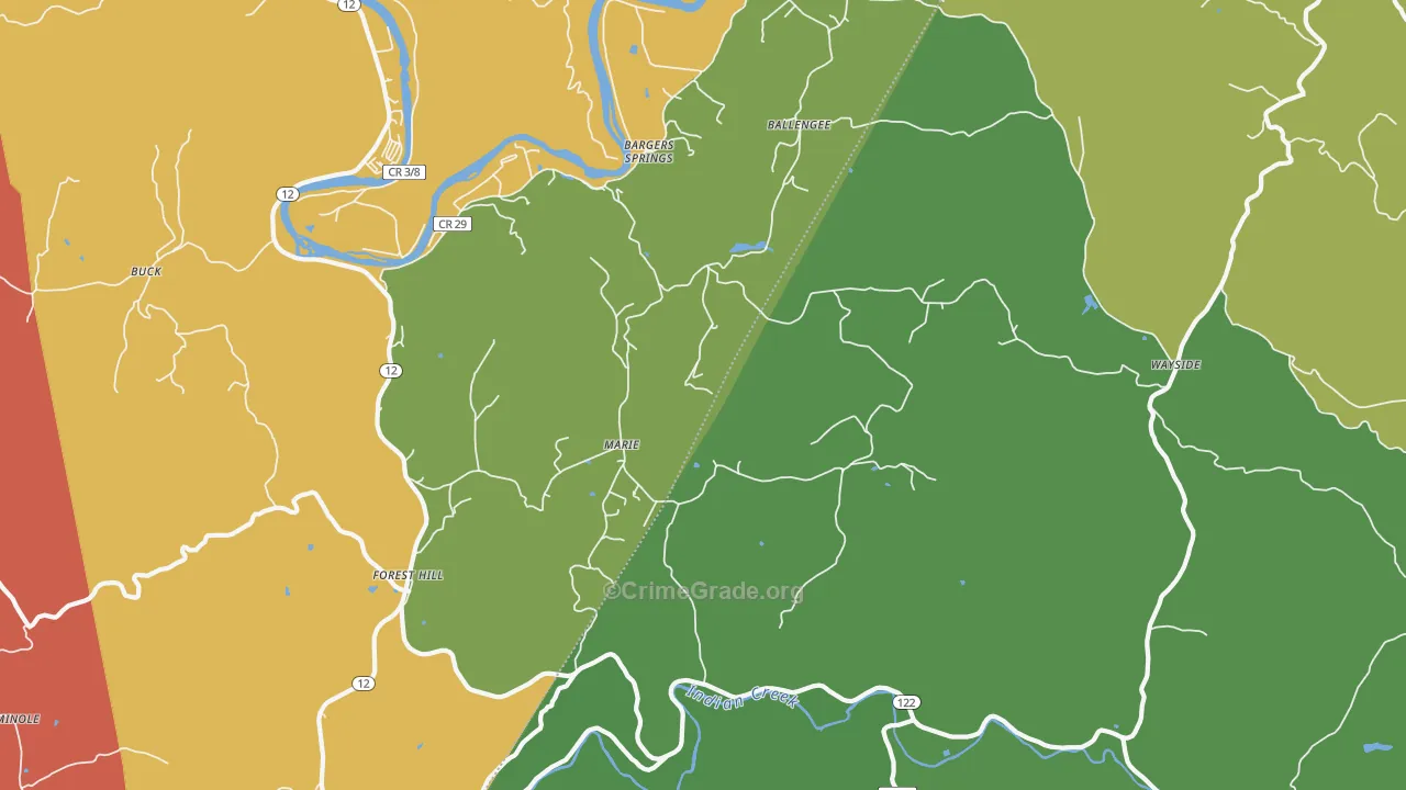 Wayside, WV Map of Murder Rates