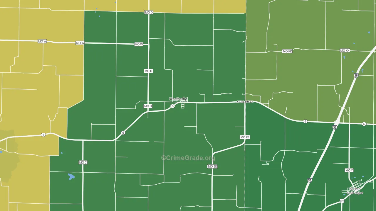 Weatherby, MO Map of Murder Rates