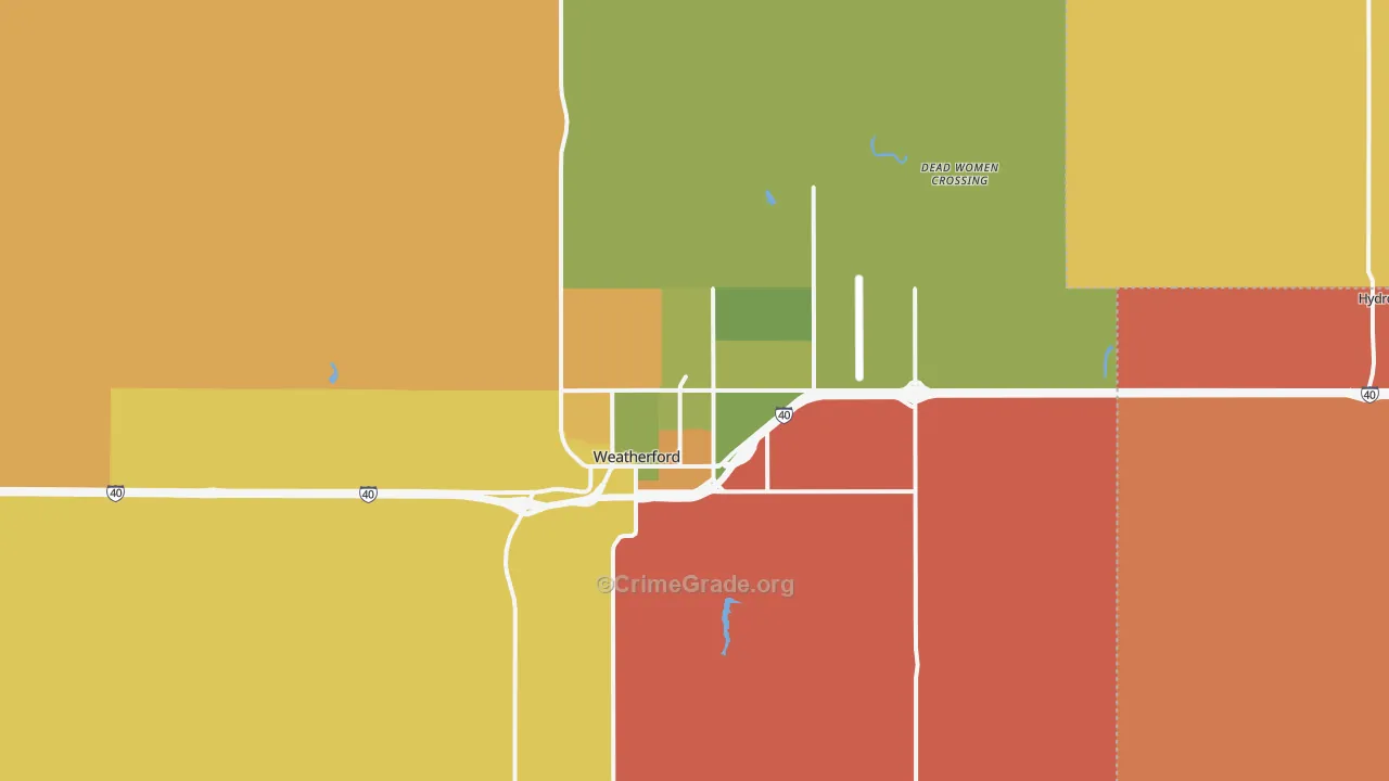 Weatherford, OK Map of Murder Rates