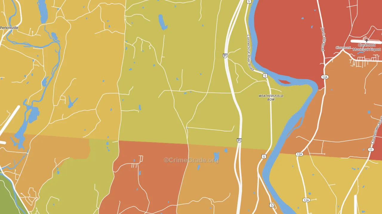 Weathersfield Bow, VT Map of Murder Rates