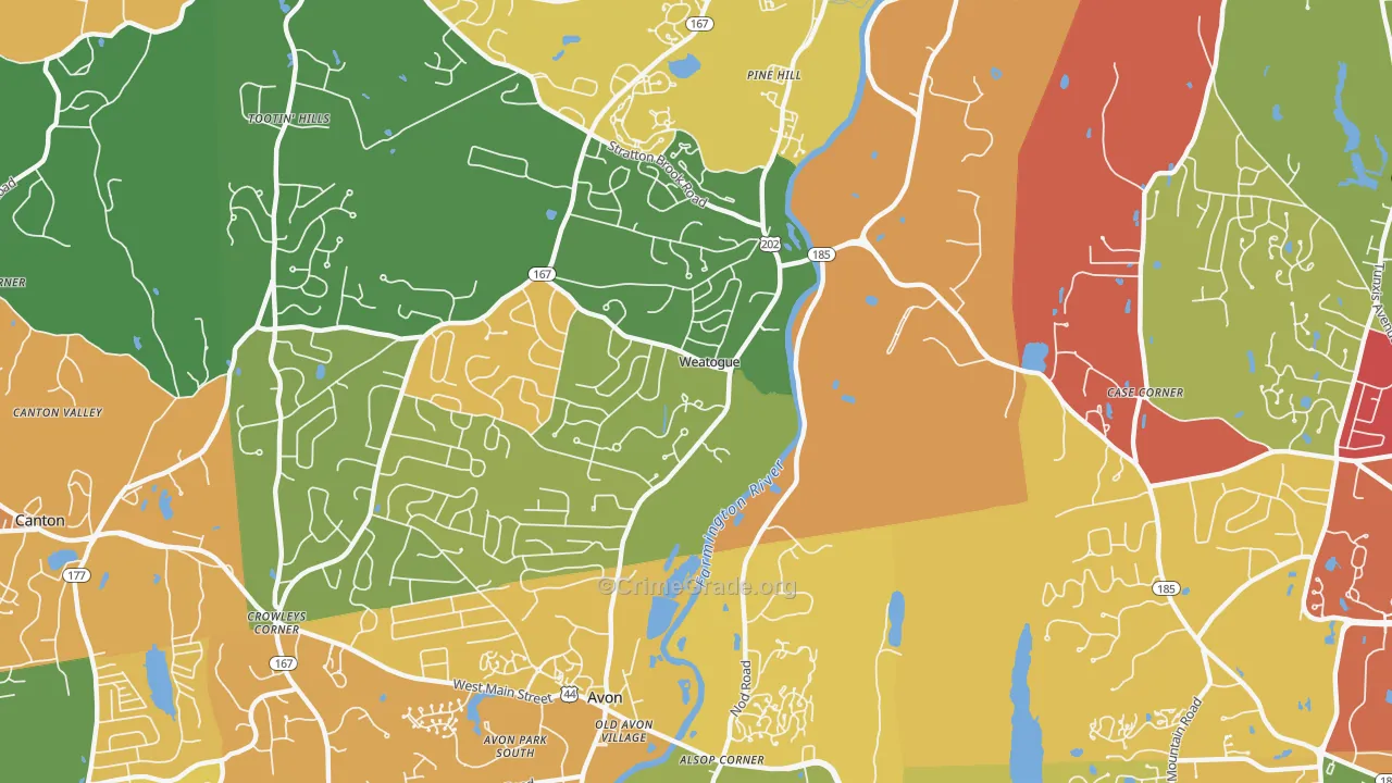 Weatogue, CT Map of Murder Rates