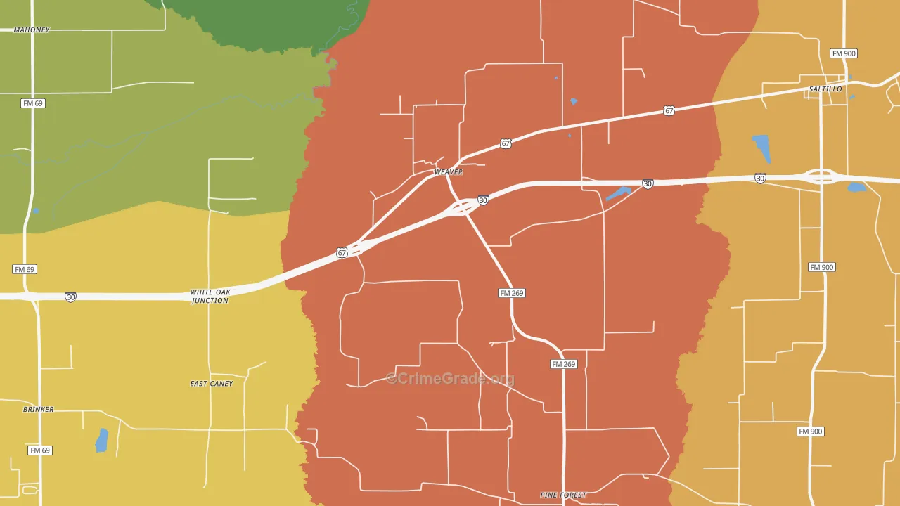 Weaver, TX Map of Murder Rates