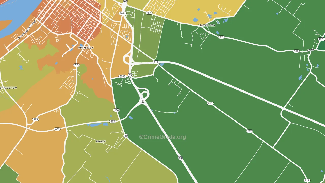 Weaverton, KY Map of Murder Rates