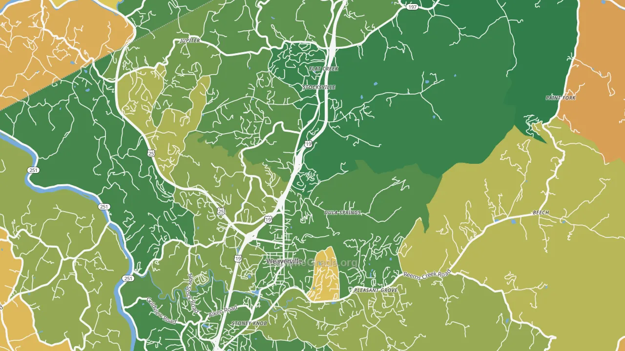 Weaverville, NC Map of Murder Rates