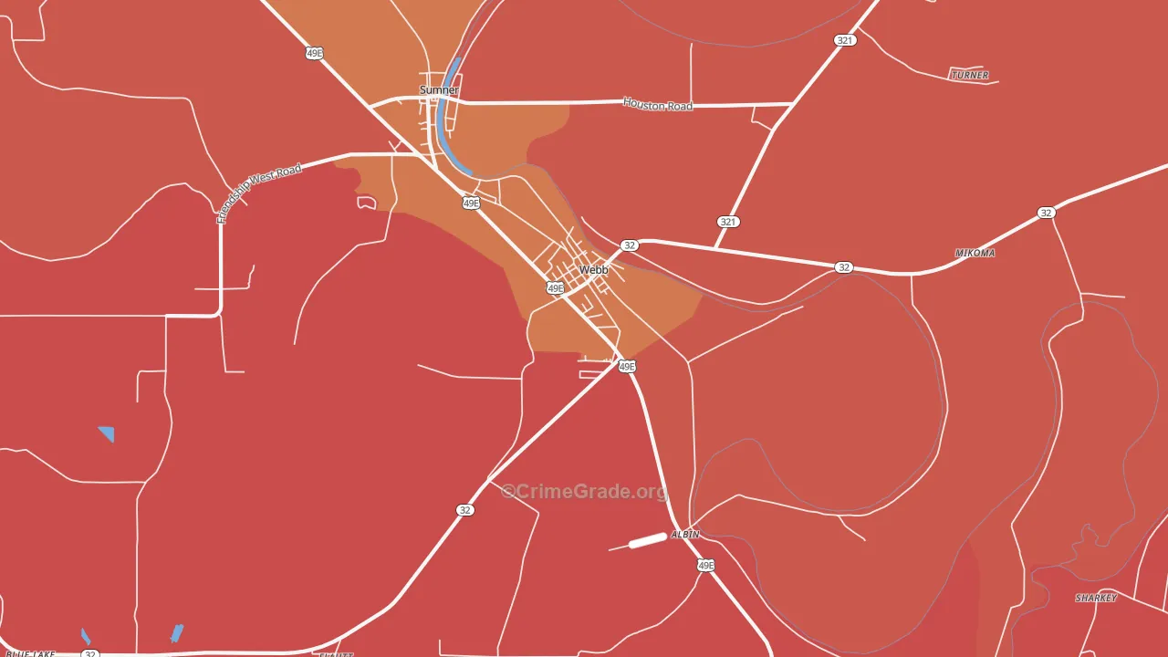 Webb, MS Map of Murder Rates