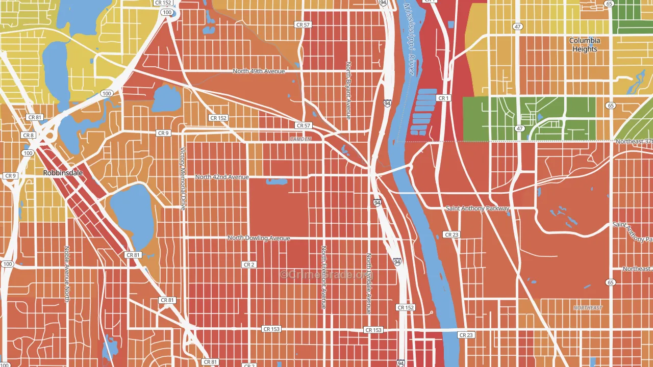 Webber-Camden, Minneapolis, MN Map of Murder Rates