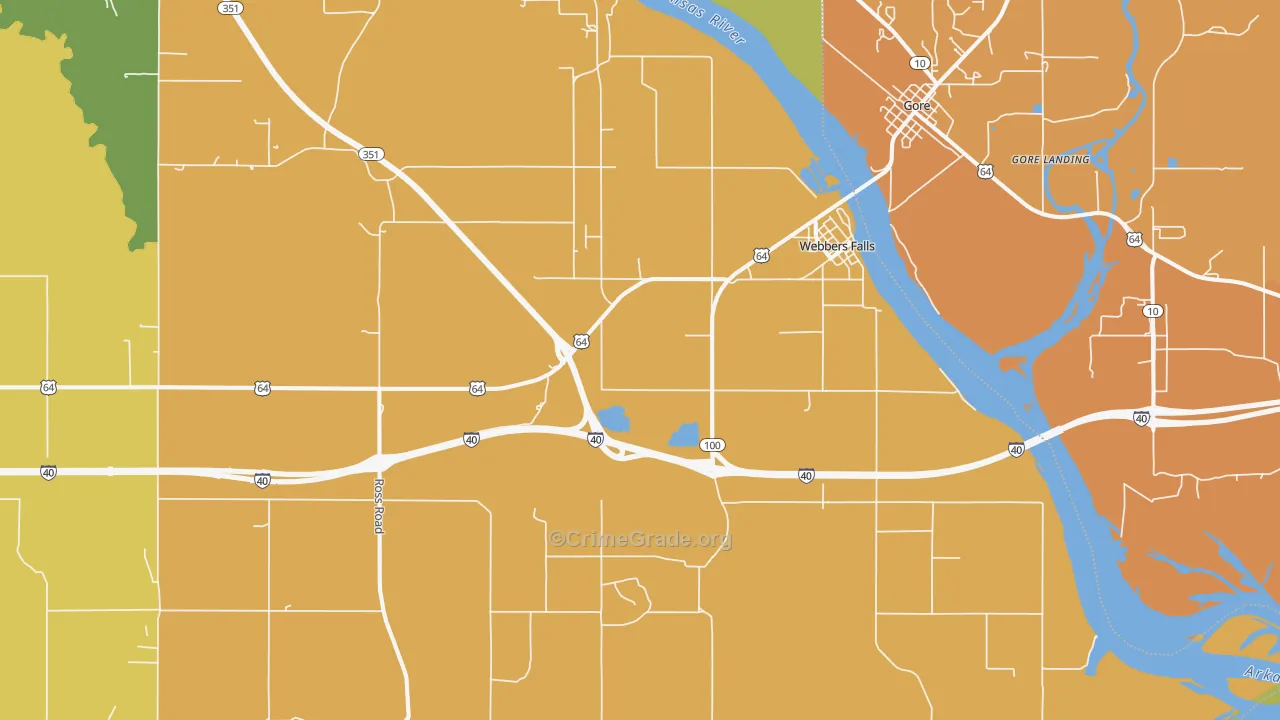 Webbers Falls, OK Map of Murder Rates
