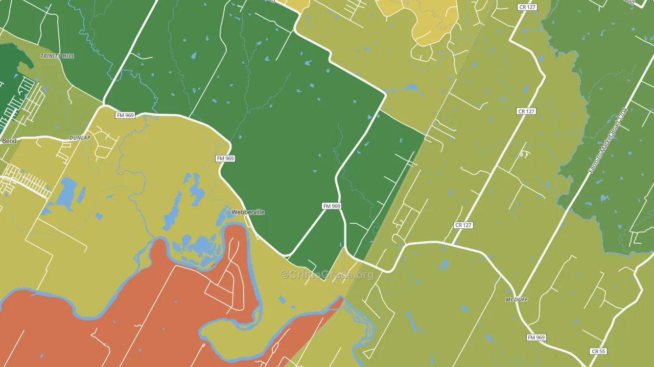 Webberville, TX Map of Murder Rates