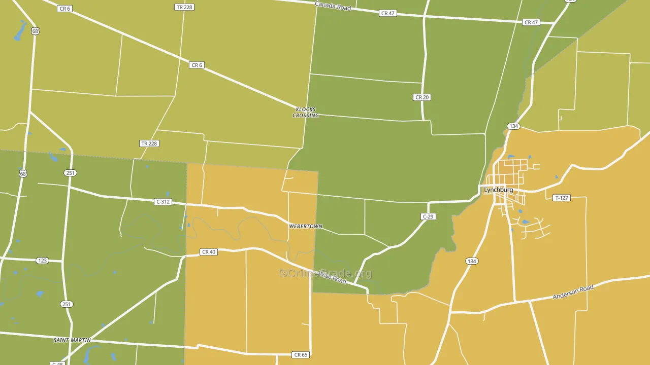 Webertown, OH Map of Murder Rates