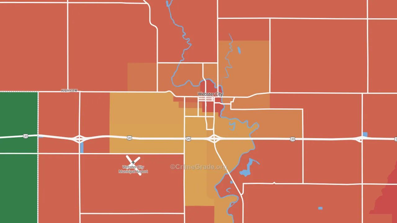 Webster City, IA Map of Murder Rates