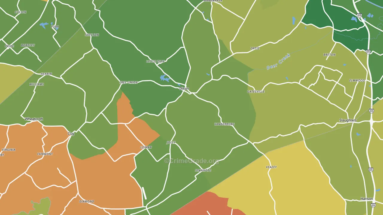Webster County, KY Map of Murder Rates