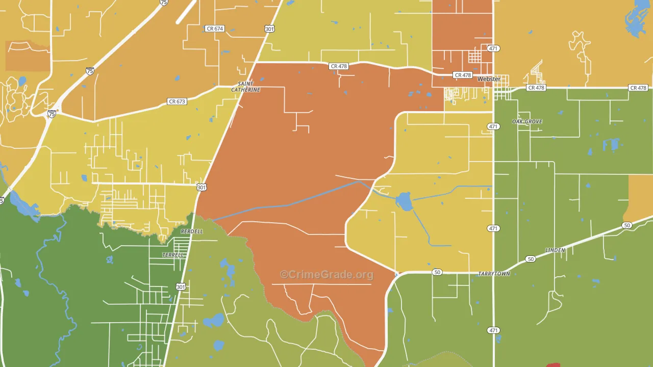 Webster, FL Map of Murder Rates