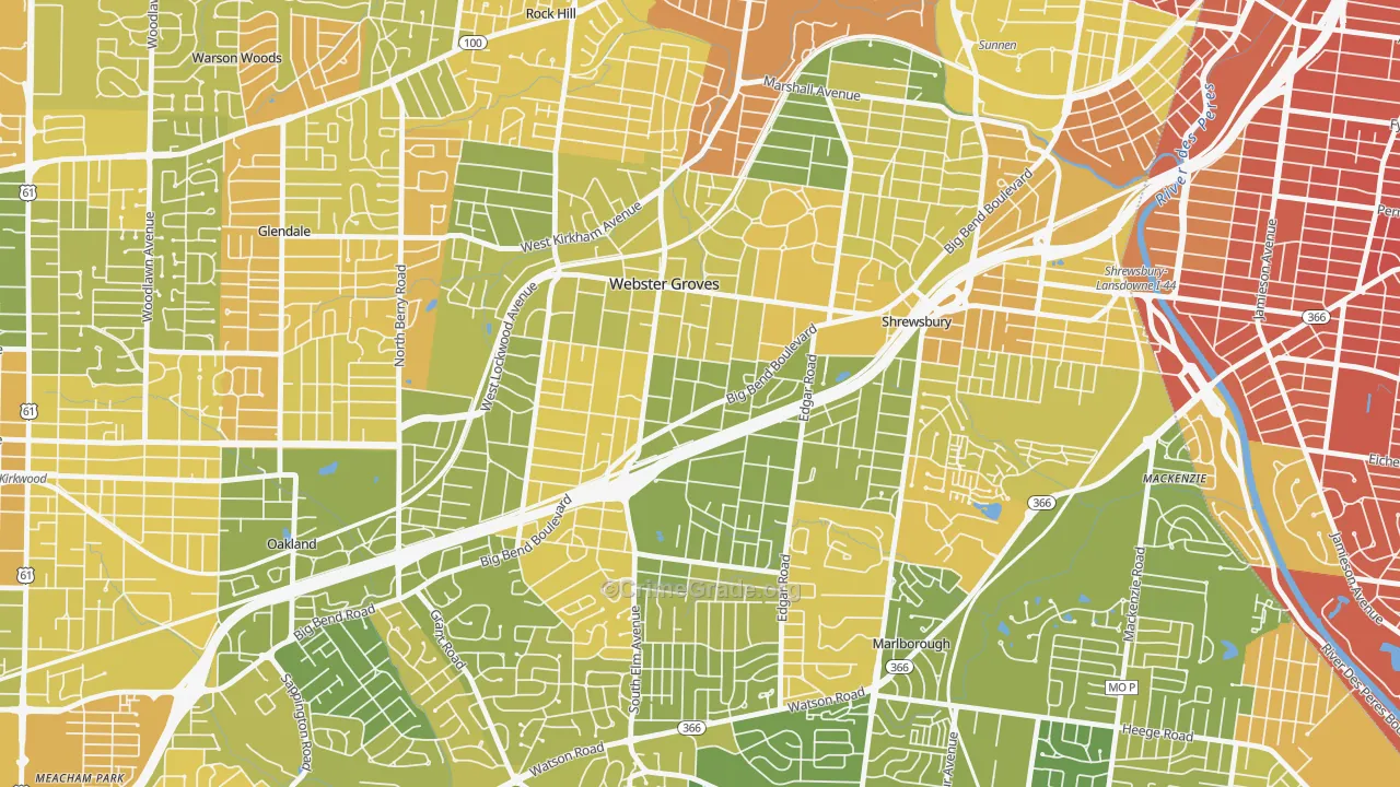Webster Groves, MO Map of Murder Rates