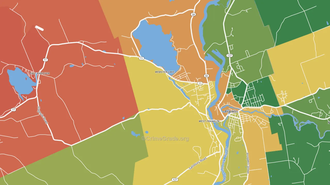 Webster Lake, NH Map of Murder Rates