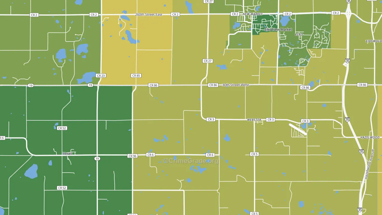 Webster, MN Map of Murder Rates