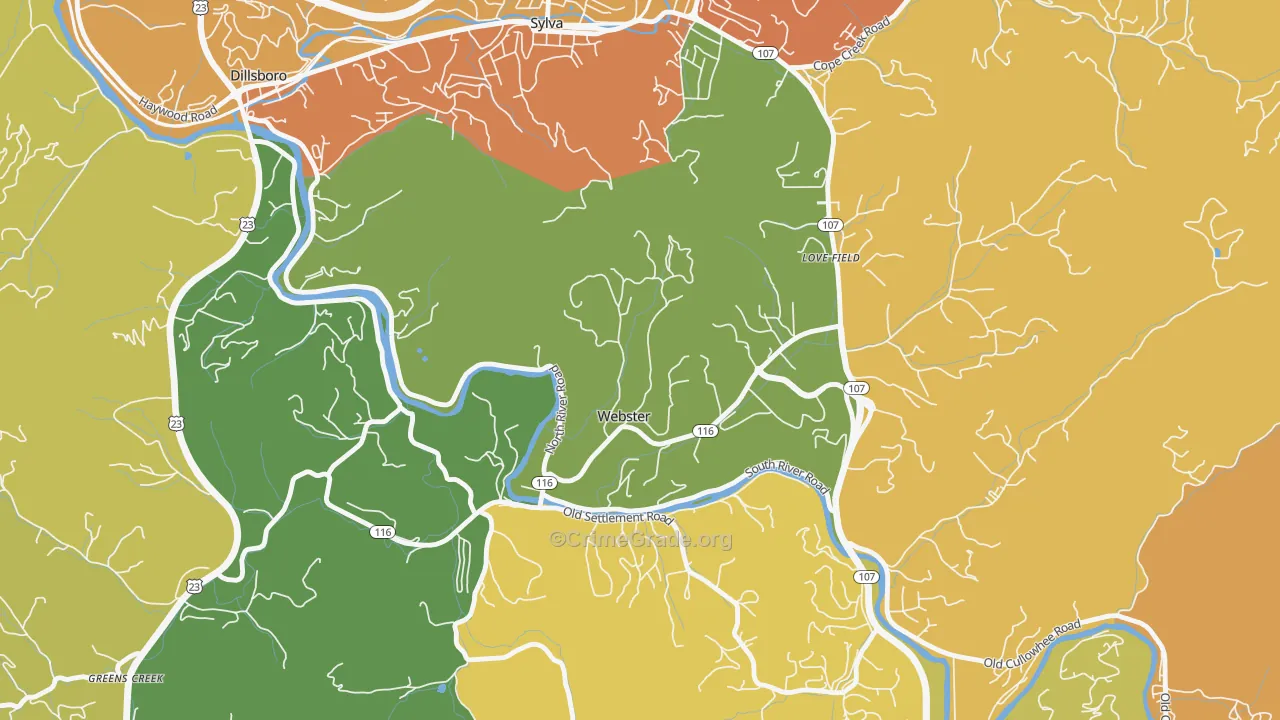 Webster, NC Map of Murder Rates
