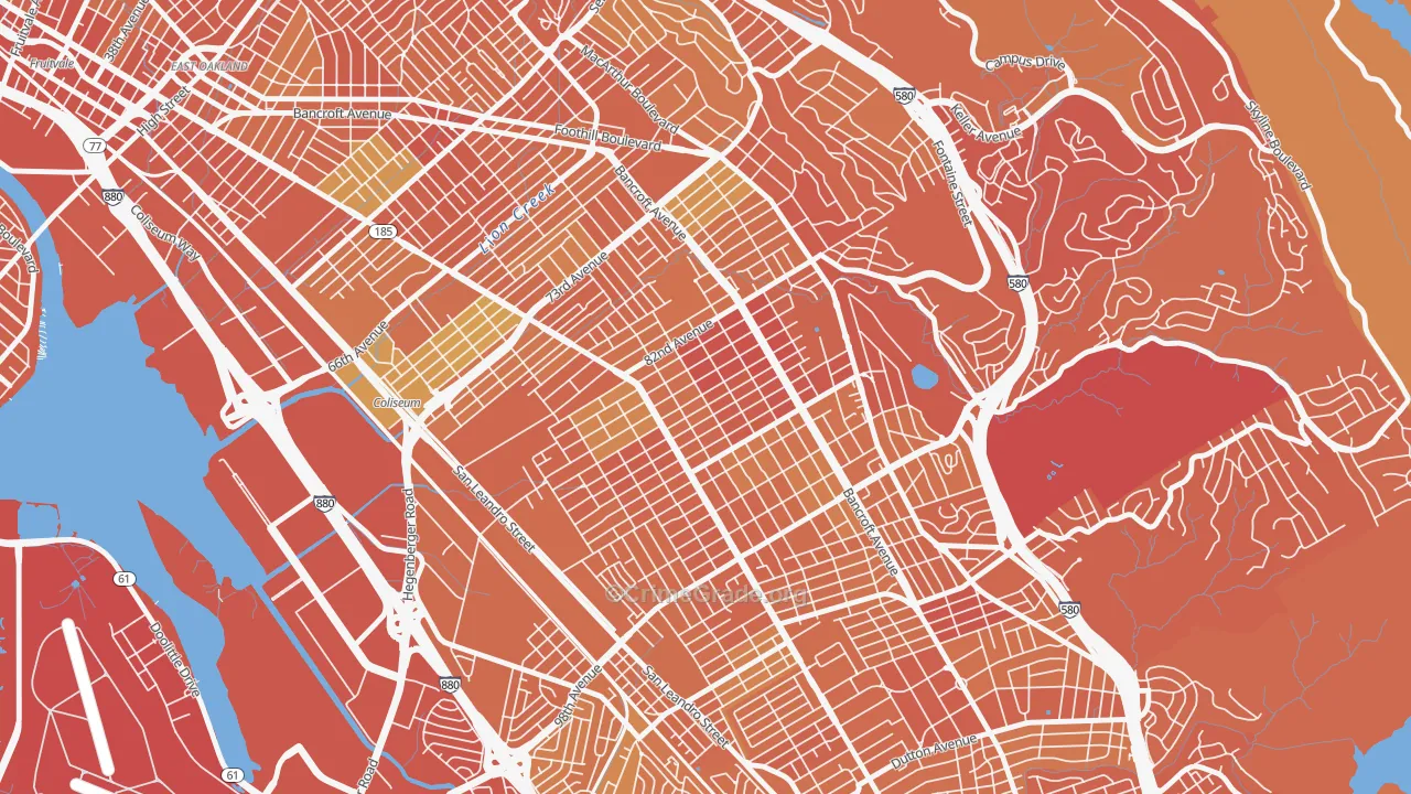 Webster, Oakland, CA Map of Murder Rates