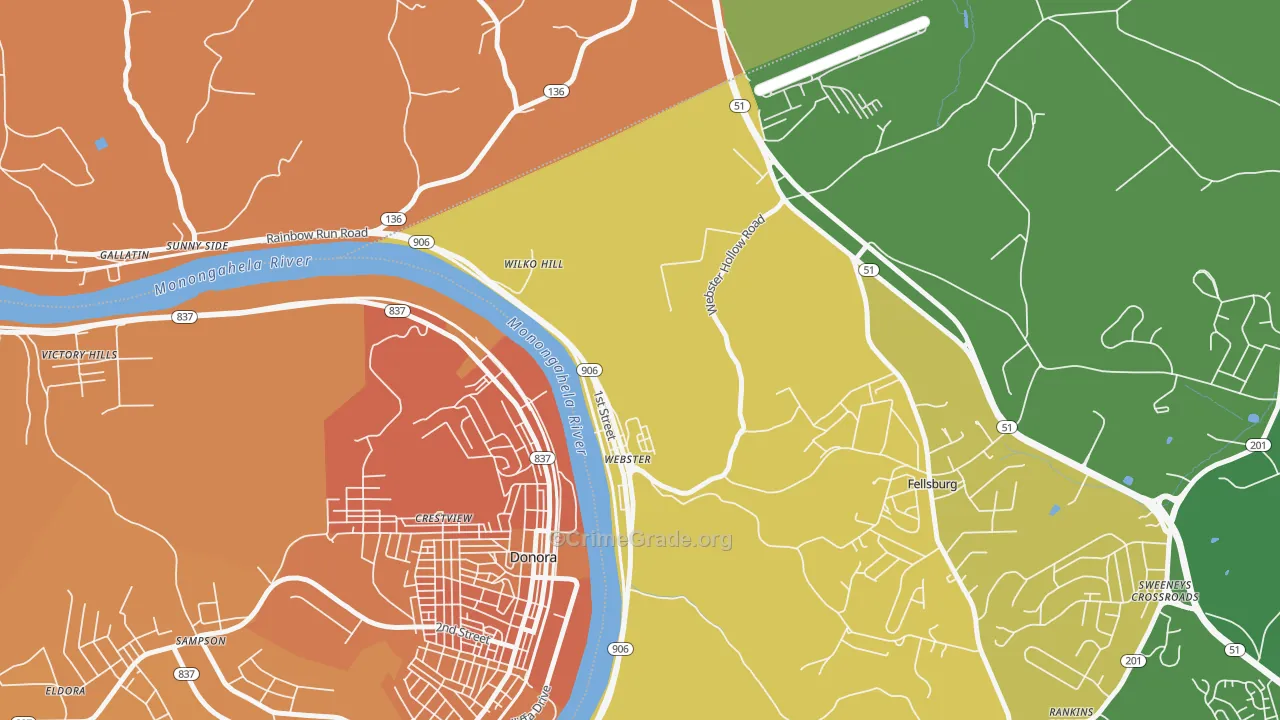 Webster, PA Map of Murder Rates