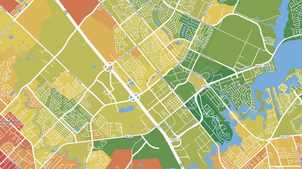 Webster, TX Map of Murder Rates