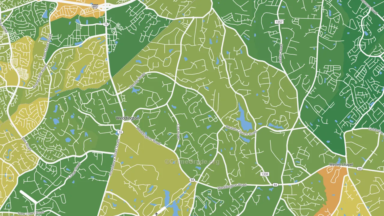 Weddington, NC Map of Murder Rates