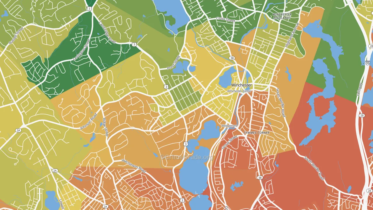 Wedgemere Historic District, Winchester, MA Map of Murder Rates