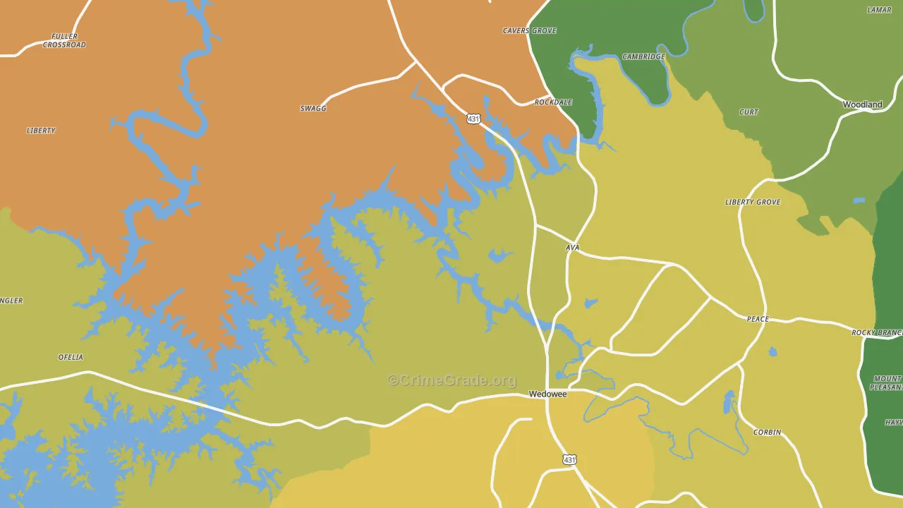 Wedowee, AL Map of Murder Rates