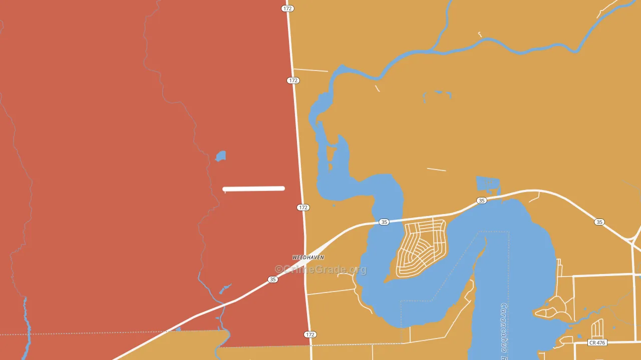 Weedhaven, TX Map of Murder Rates