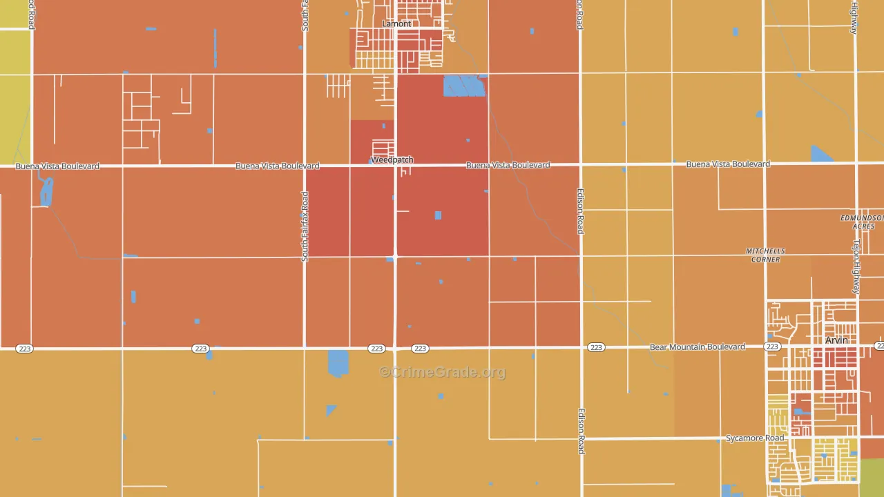 Weedpatch, CA Map of Murder Rates