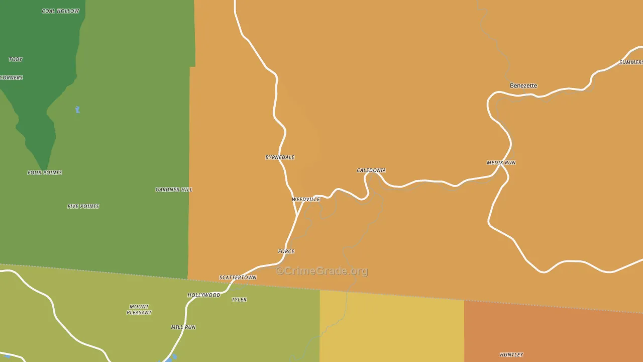 Weedville, PA Map of Murder Rates