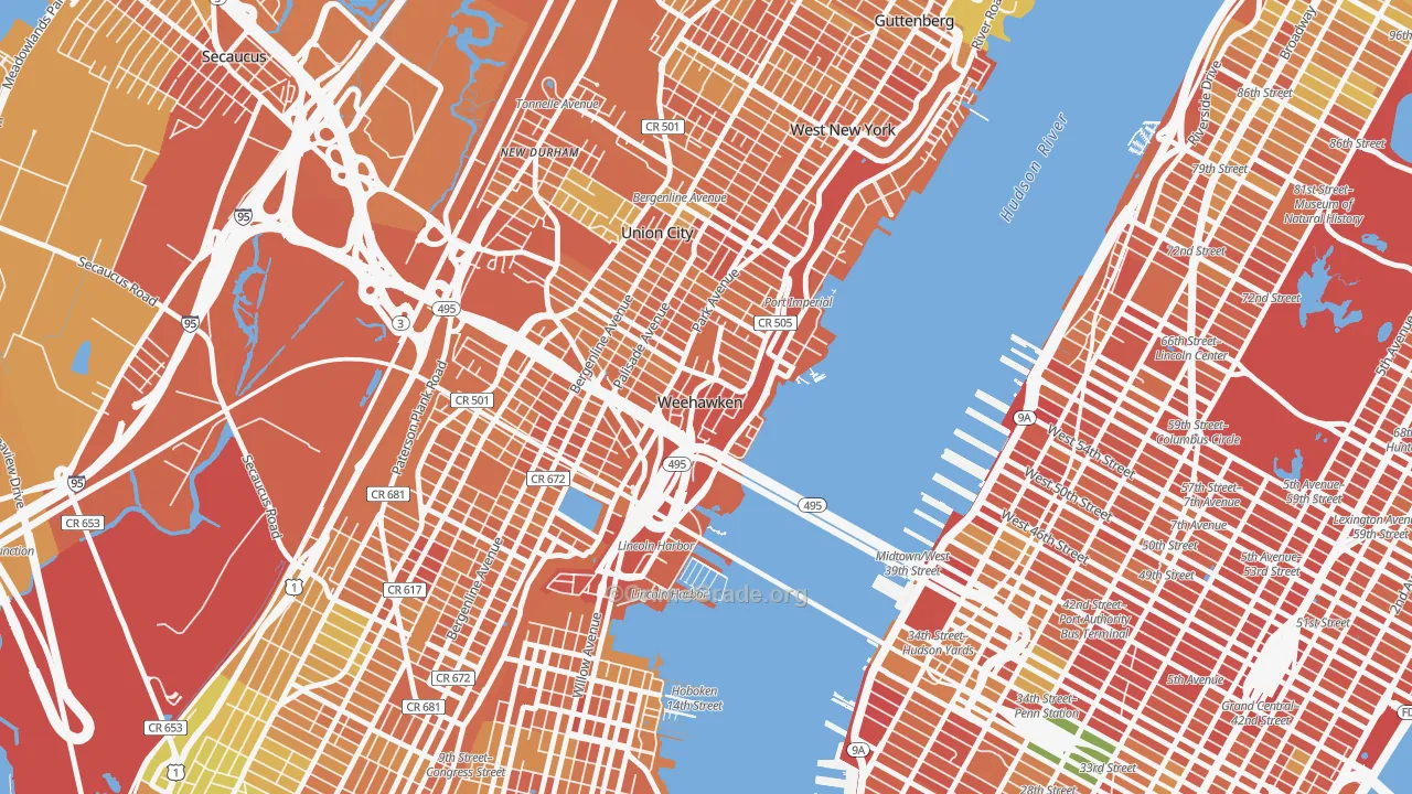Weehawken, NJ Map of Murder Rates