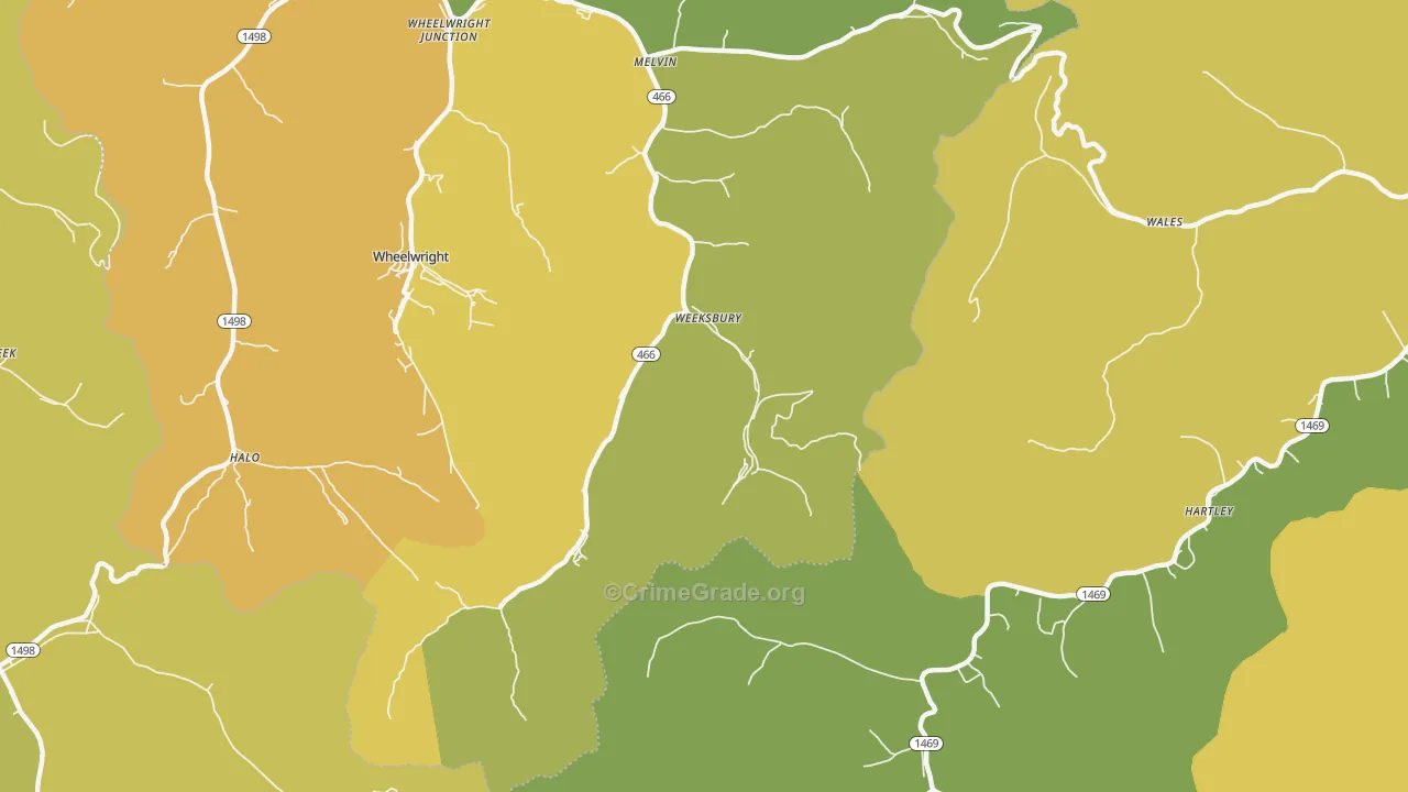 Weeksbury, KY Map of Murder Rates