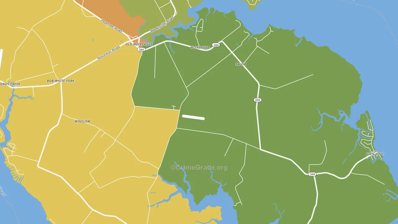 Weeksville, NC Map of Murder Rates