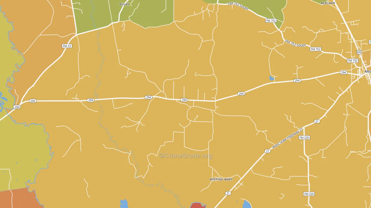 Weeping Mary, TX Map of Murder Rates
