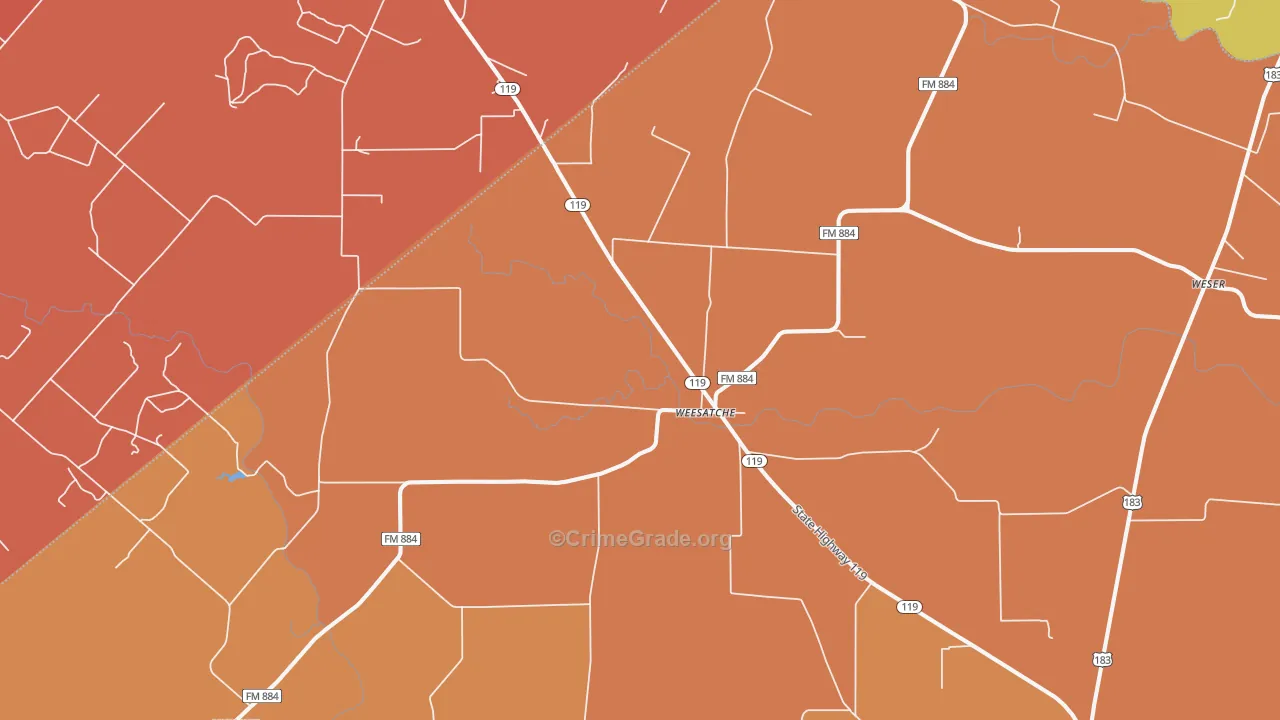 Weesatche, TX Map of Murder Rates