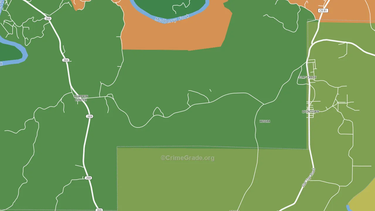 Wegra, AL Map of Murder Rates