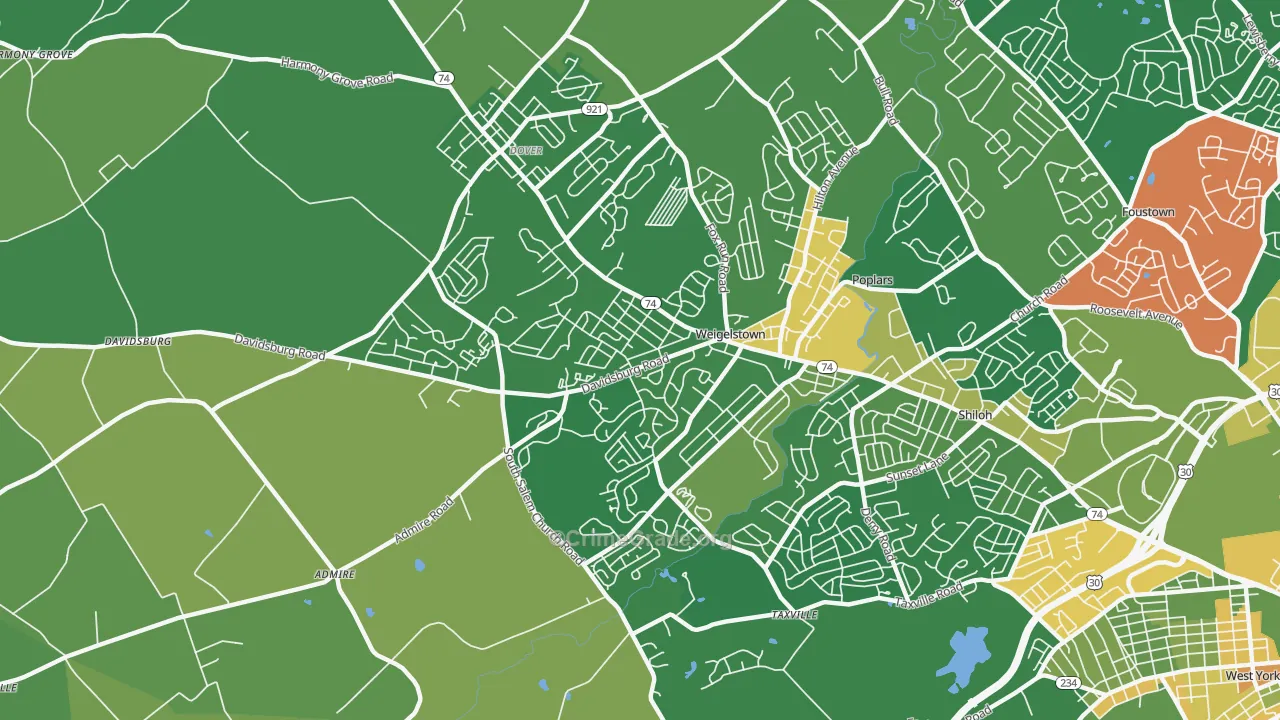 Weigelstown, PA Map of Murder Rates